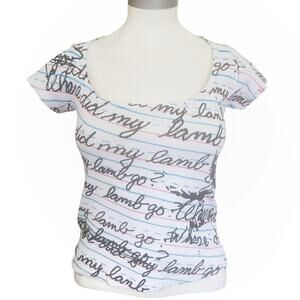 vintage L.A.M.B. Gwen Stefani worn Penmanship print tee graphic tshirt Size M